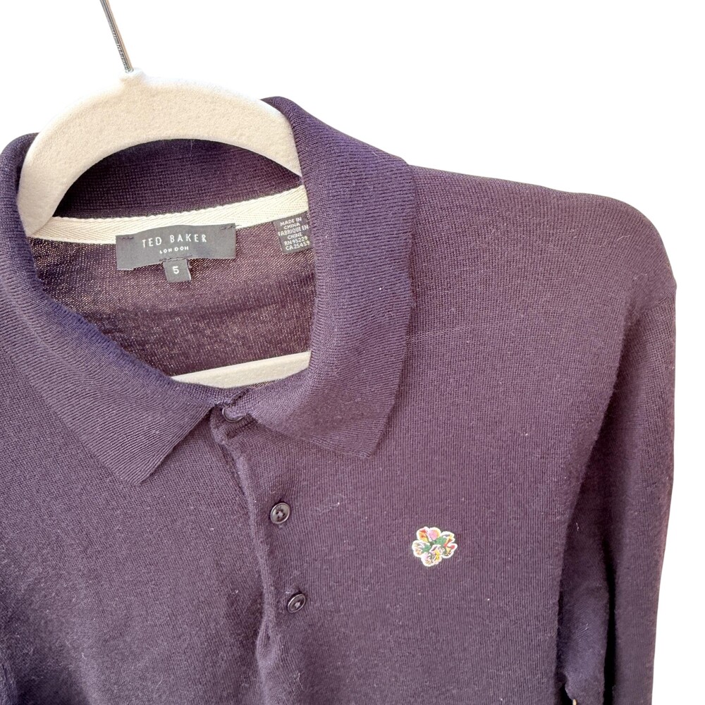 Ted Baker London Wembly Sweater Mens XL Size 5 NAVY 100% Wool Crewneck Pullover